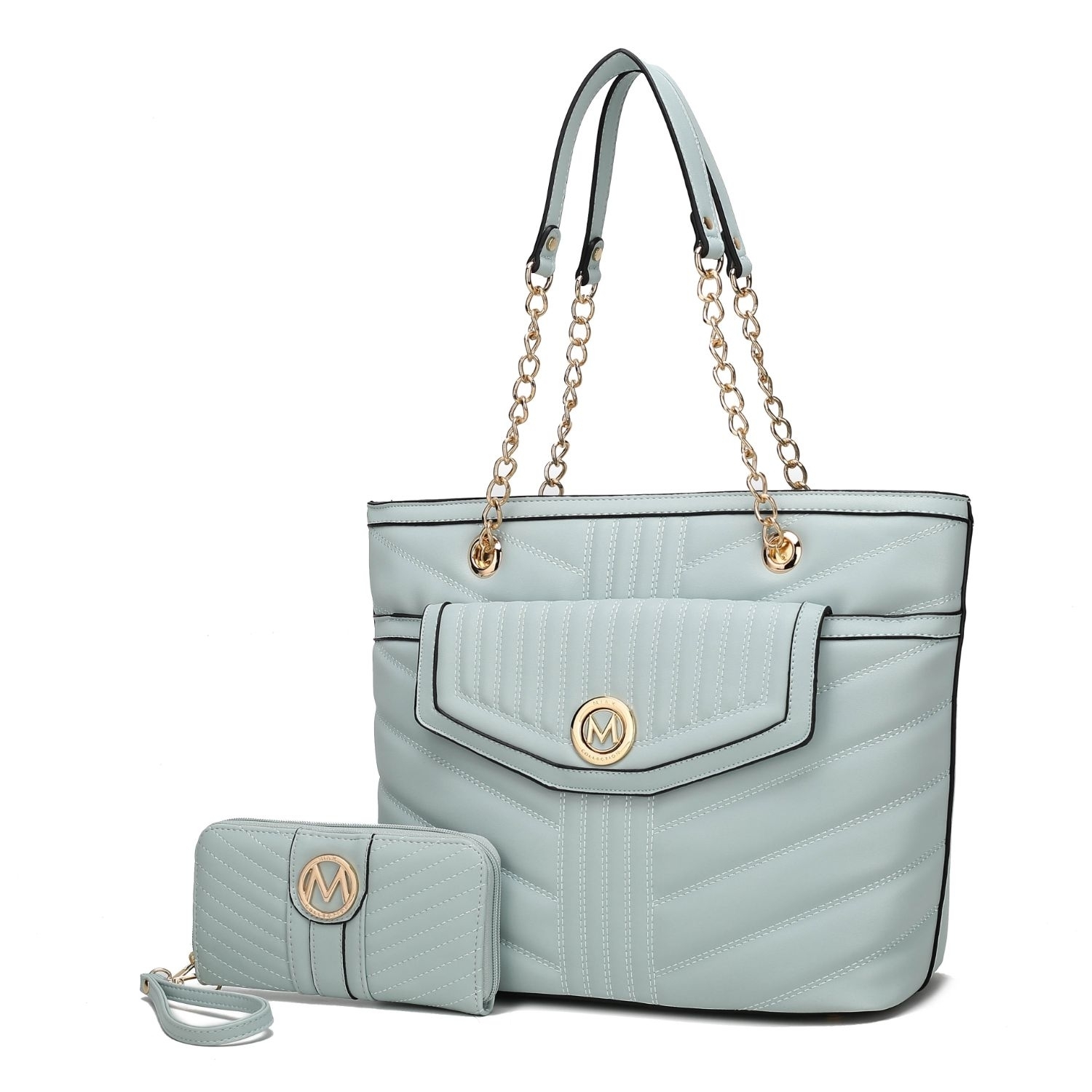 MKF Collection Chiari Tote Handbag With Wallet By Mia K. 2 Pieces. - Seafoam