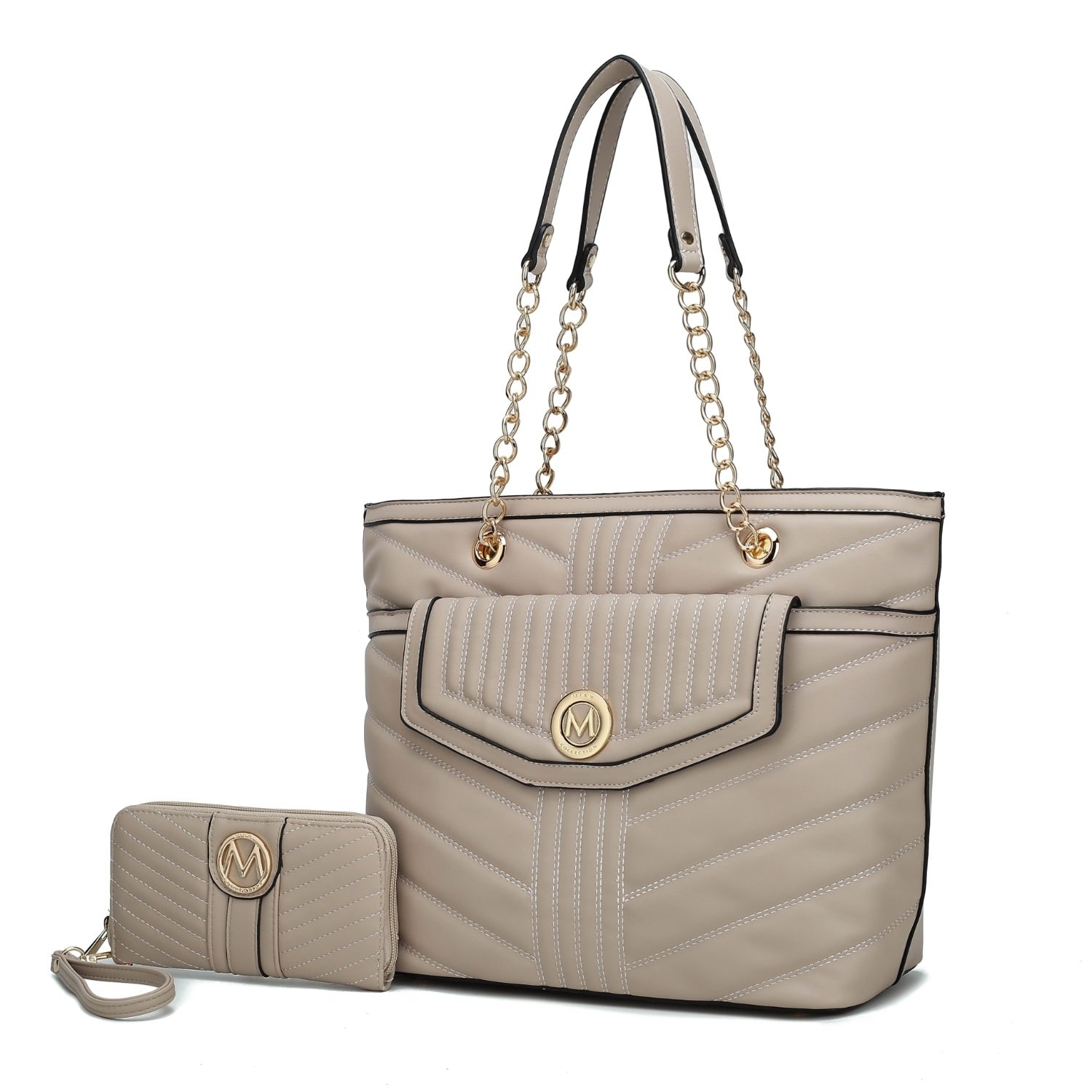 MKF Collection Chiari Tote Handbag With Wallet By Mia K. 2 Pieces. - Taupe
