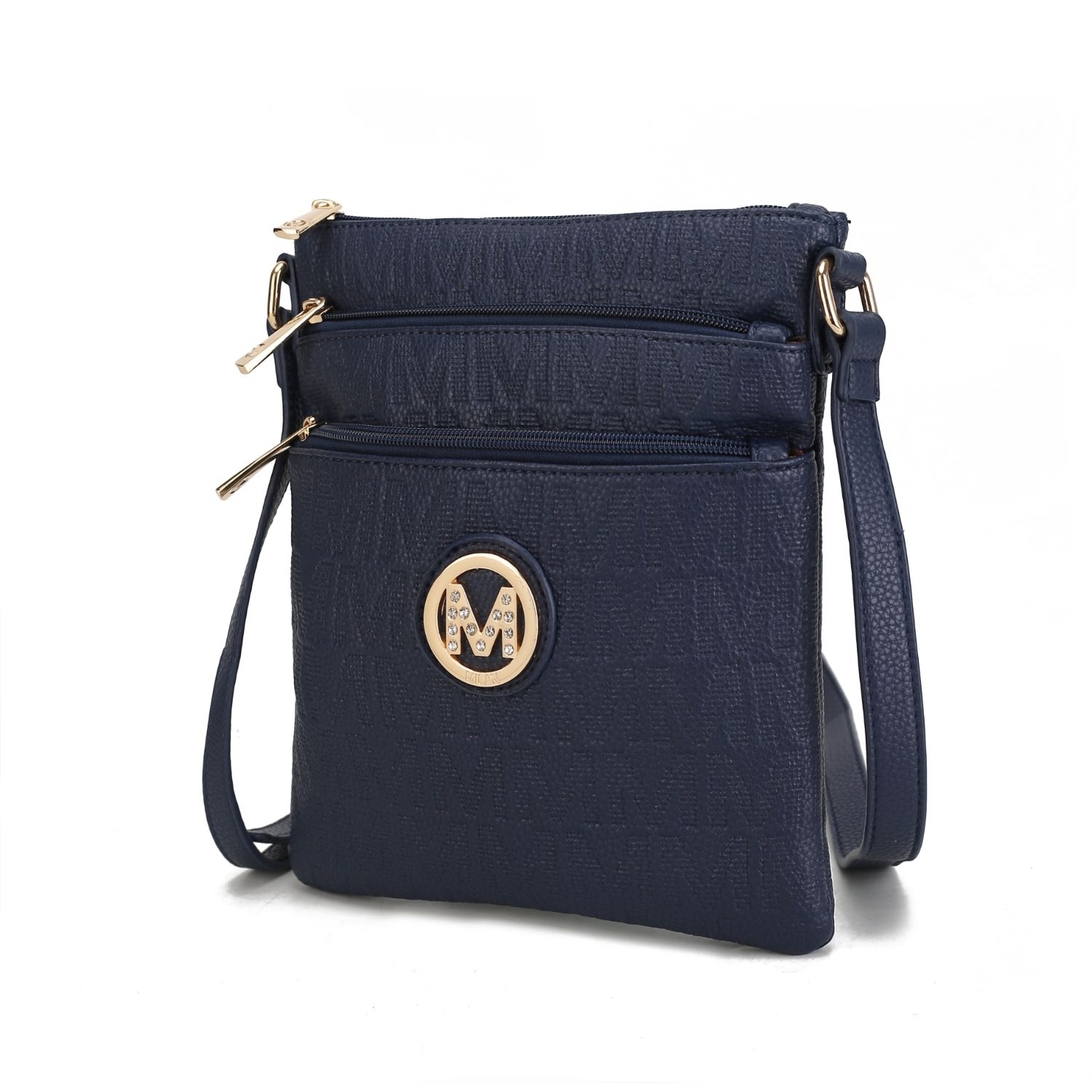 MKF Collection Lennit Embossed M Signature Crossbody Handbag By Mia K. - Navy