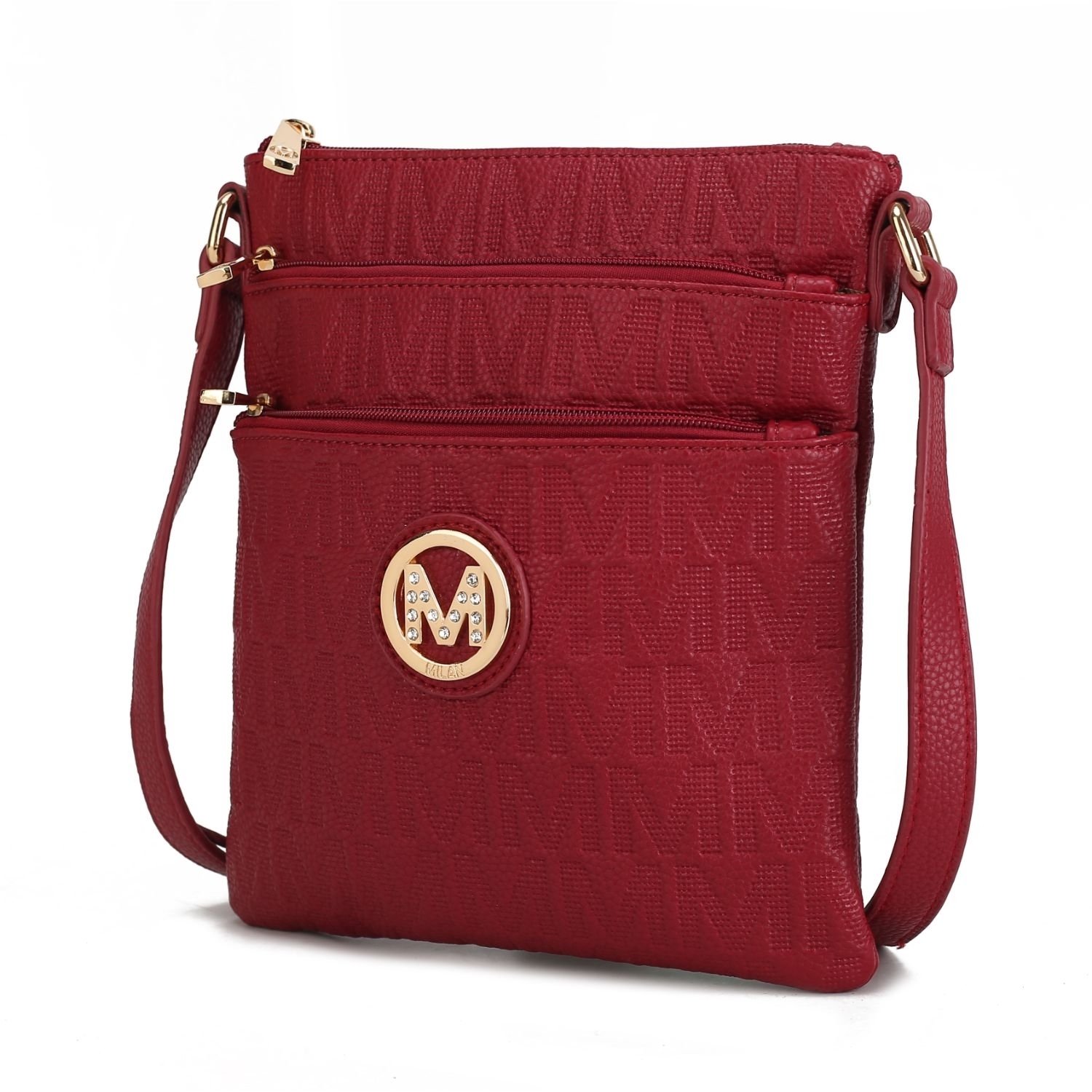 MKF Collection Lennit Embossed M Signature Crossbody Handbag By Mia K. - Red