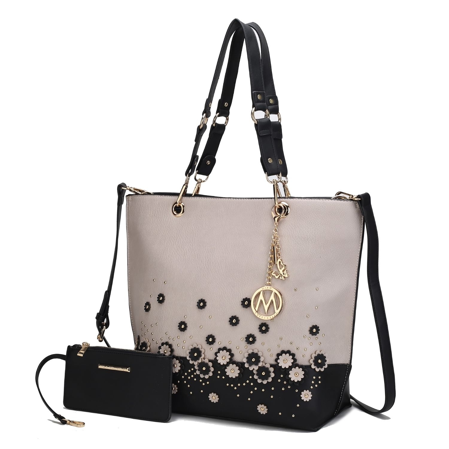 MKF Collection Petra Tote Handbag With Wristlet By Mia K.- 2 Pieces - Charcoal