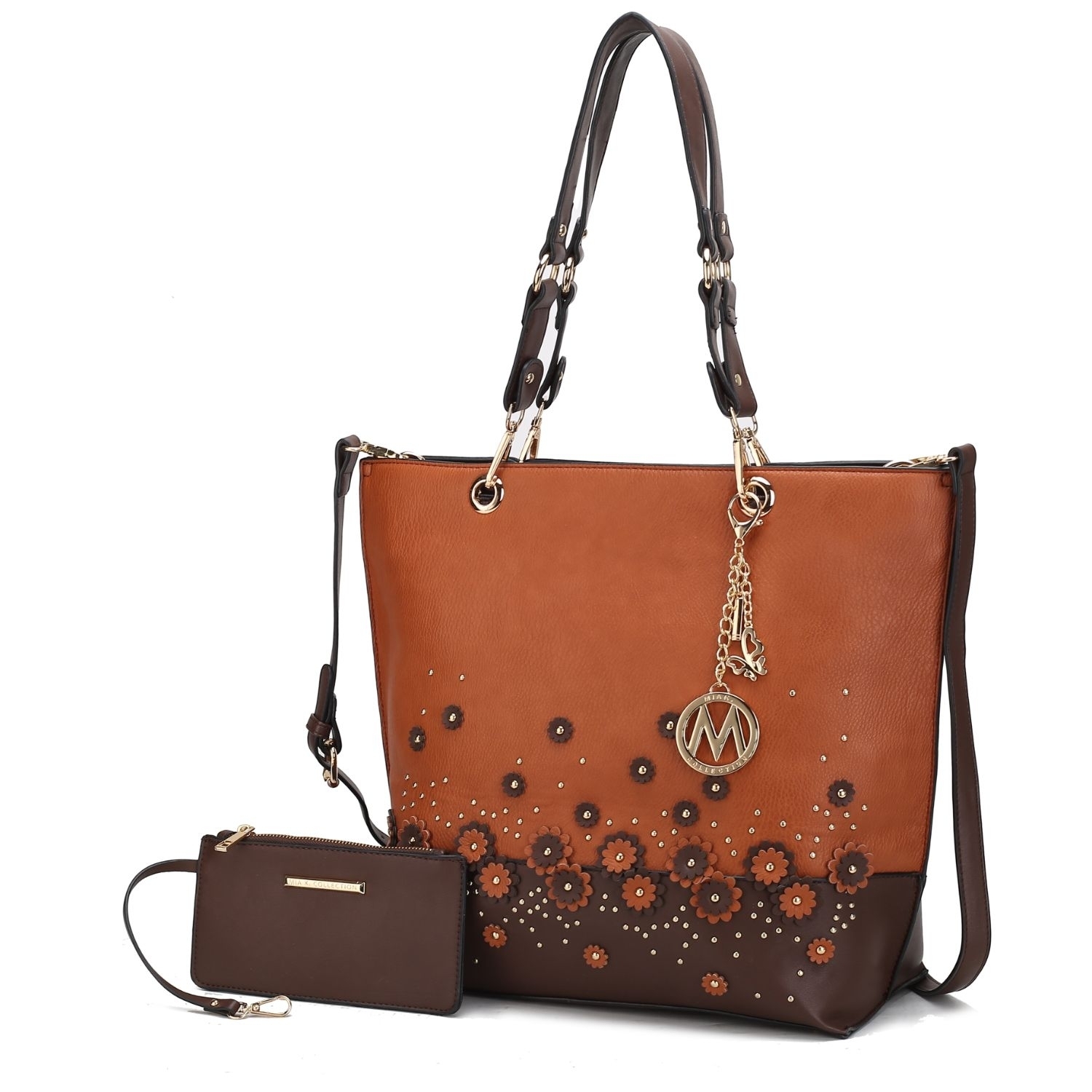 MKF Collection Petra Tote Handbag With Wristlet By Mia K.- 2 Pieces - Chocolate