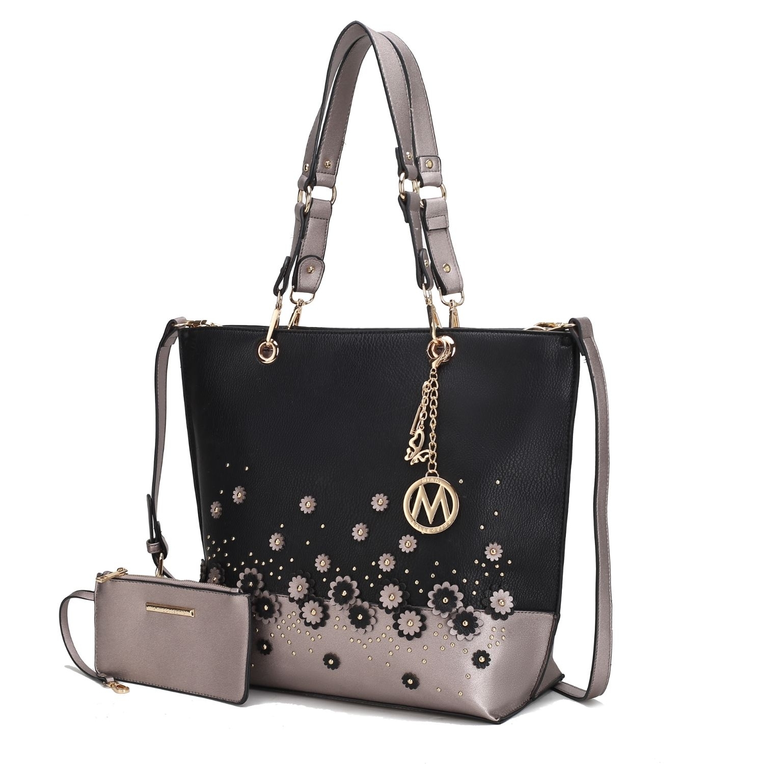 MKF Collection Petra Tote Handbag With Wristlet By Mia K.- 2 Pieces - Pewter