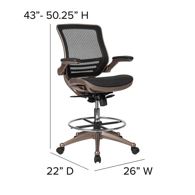 BlackGold Mesh Drafting Chair