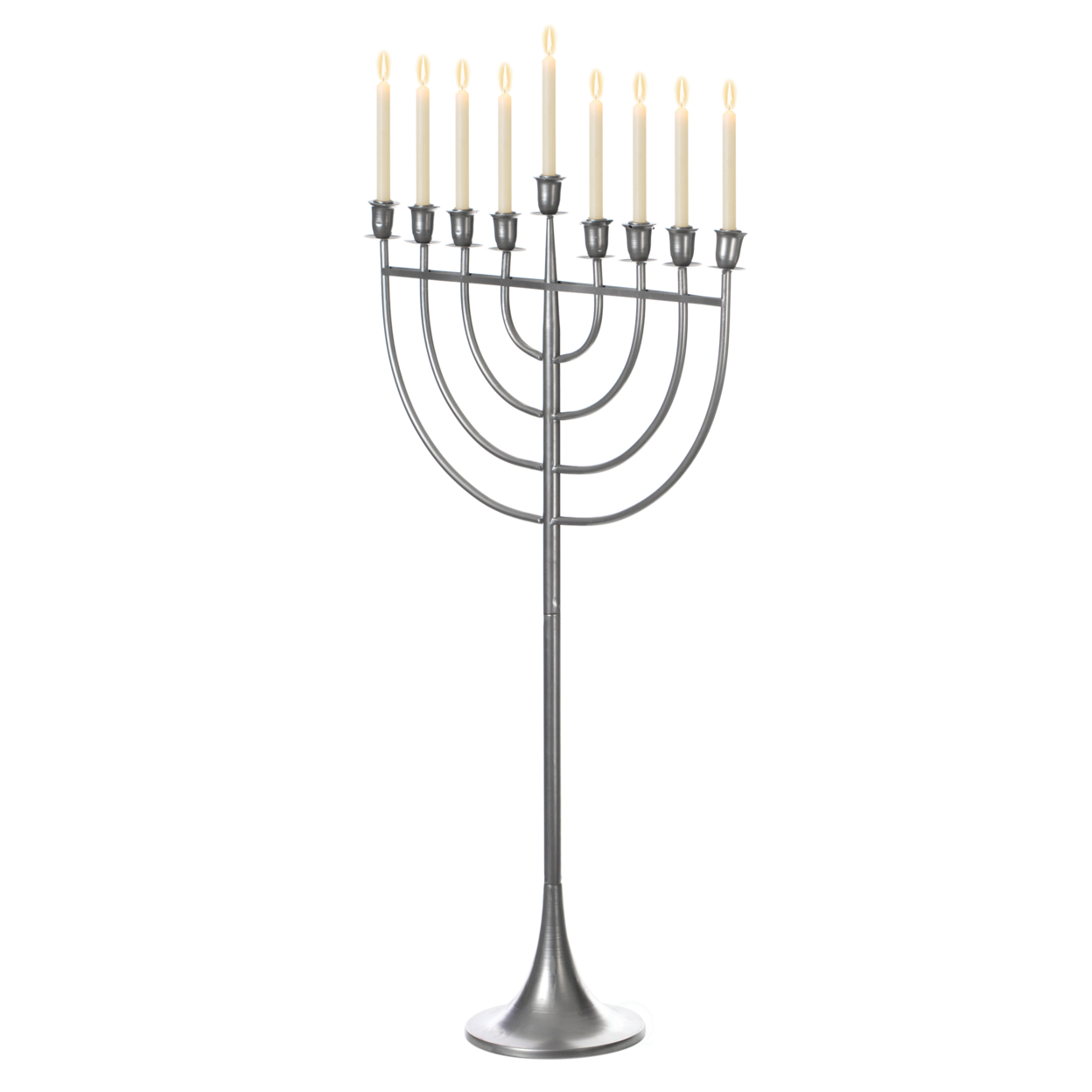 Modern Solid Metal Judaica Hanukkah Menorah 9 Branched Candelabra - Gold Large