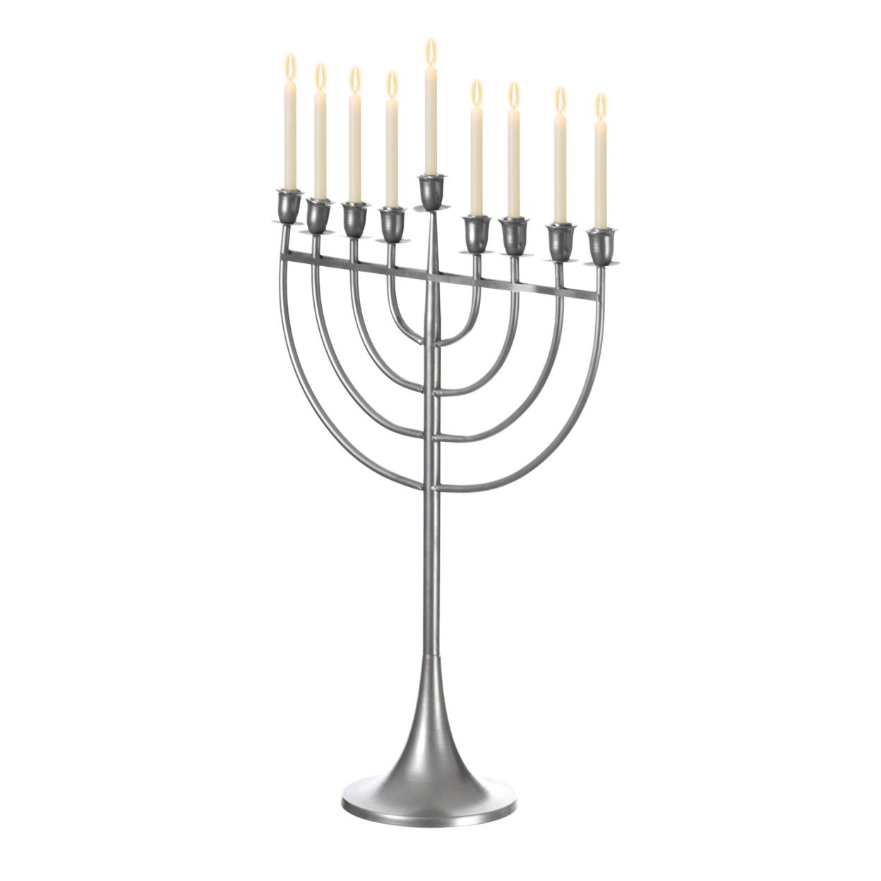 Modern Solid Metal Judaica Hanukkah Menorah 9 Branched Candelabra - Aluminum Medium