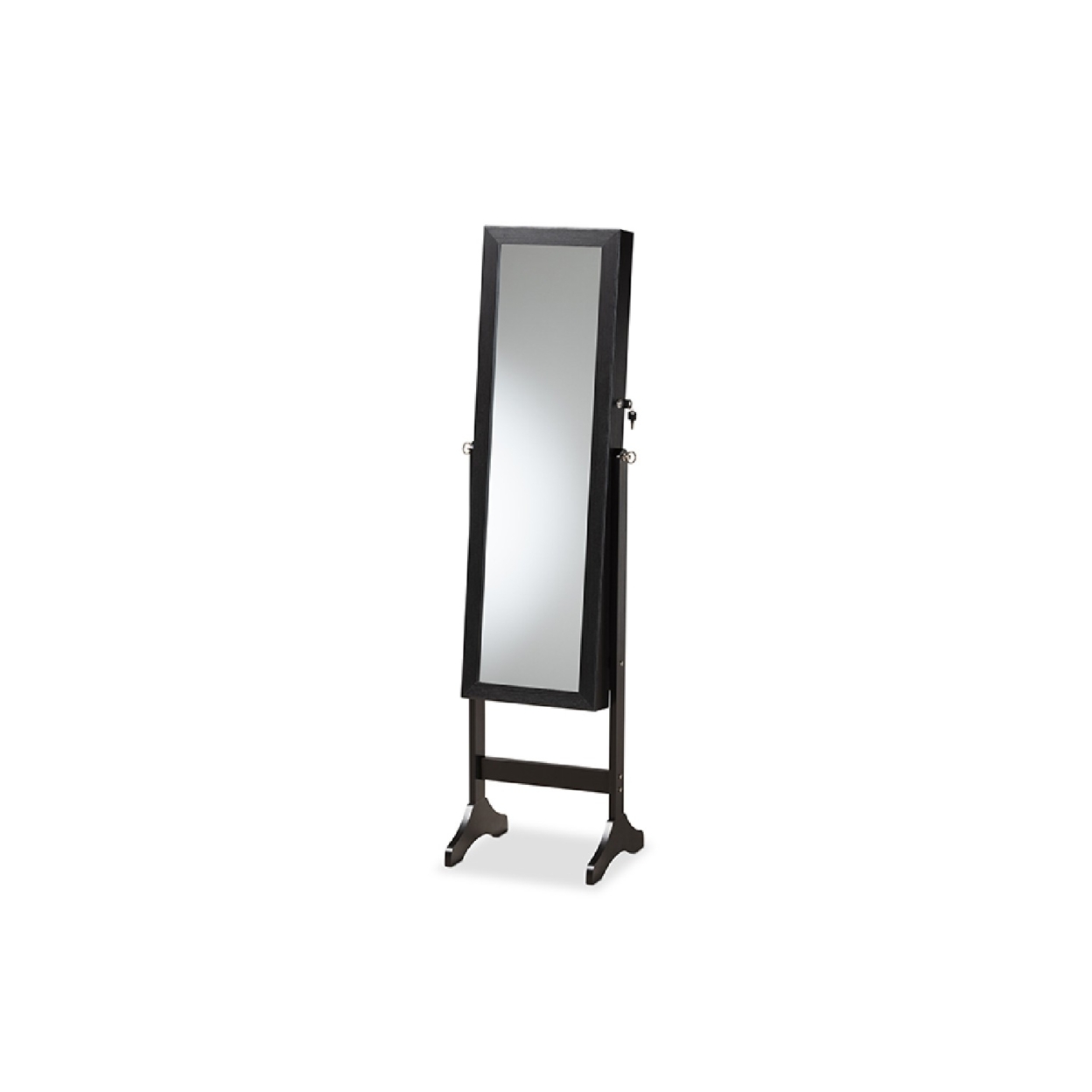 Baxton Studio Ryoko Modern and Contemporary Black Finished Wood Jewelry Armoire with Mirror