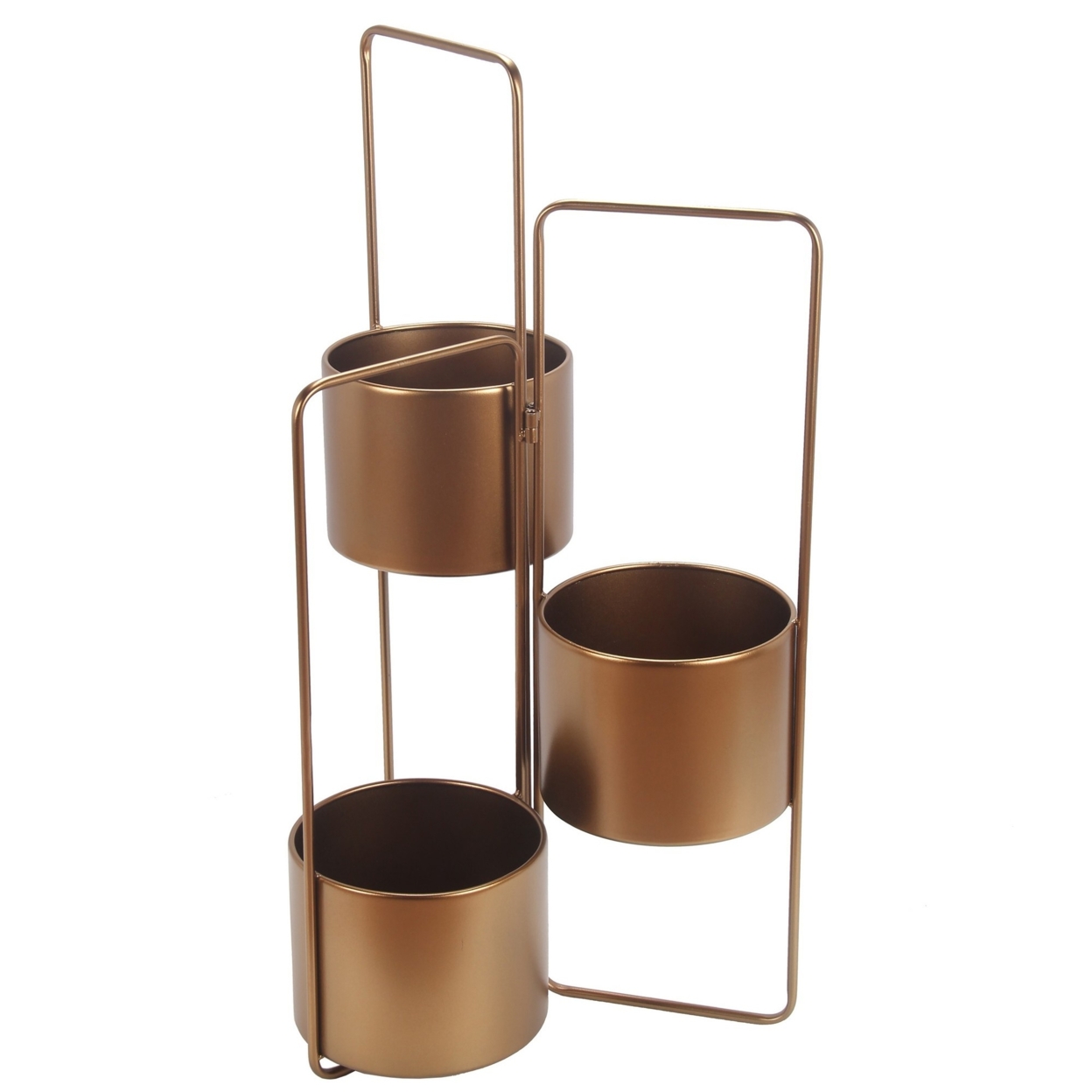 3 Way Metal Planter With Adjustable Hinges, Bronze- Saltoro Sherpi