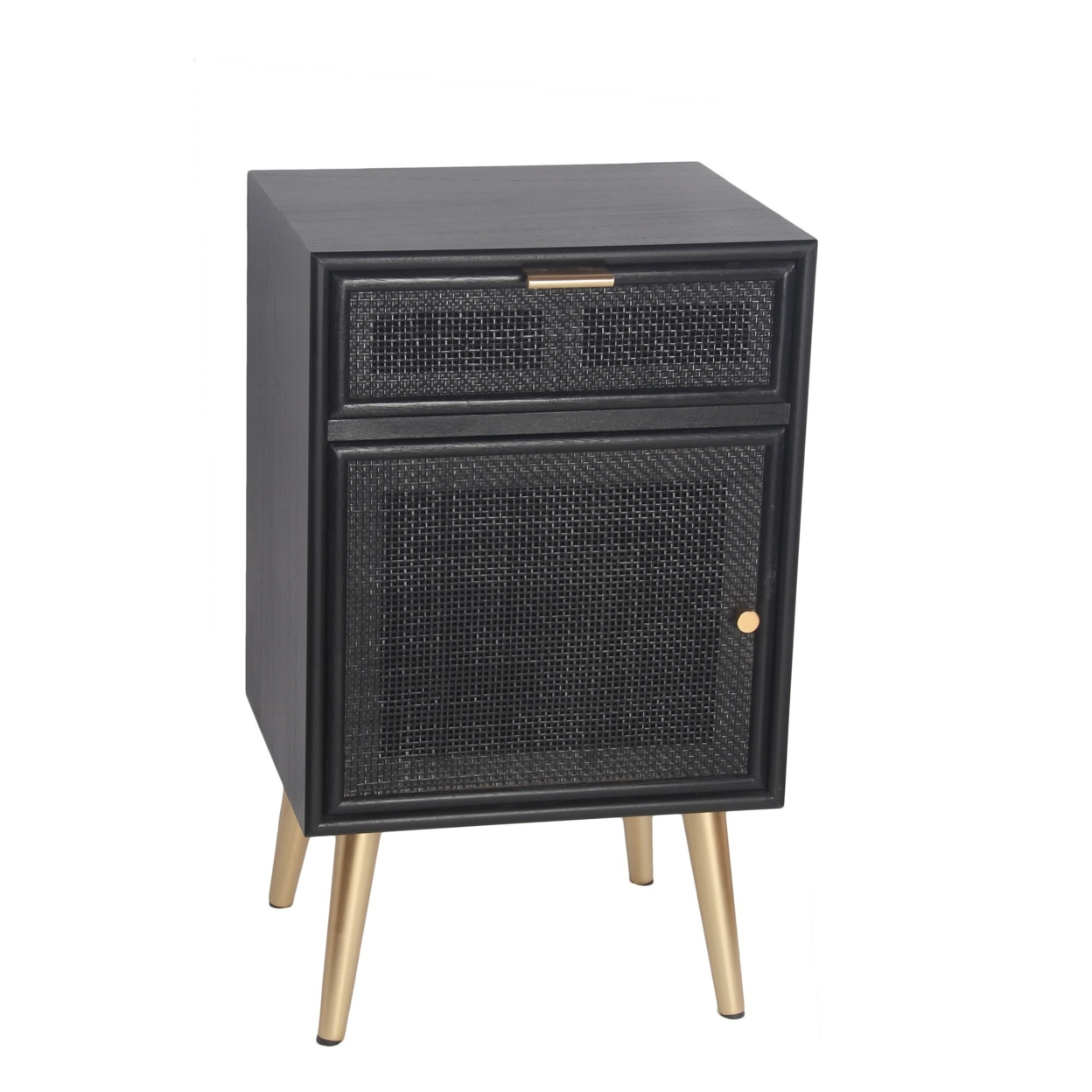 Accent Chest with 1 Door Cabinet and 1 Drawer, Black,Saltoro Sherpi