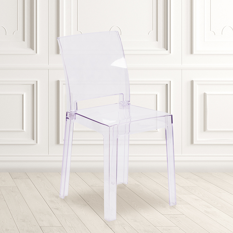 Ghost Chair In Transparent Crystal With Square Back OW-SQUAREBACK-18-GG
