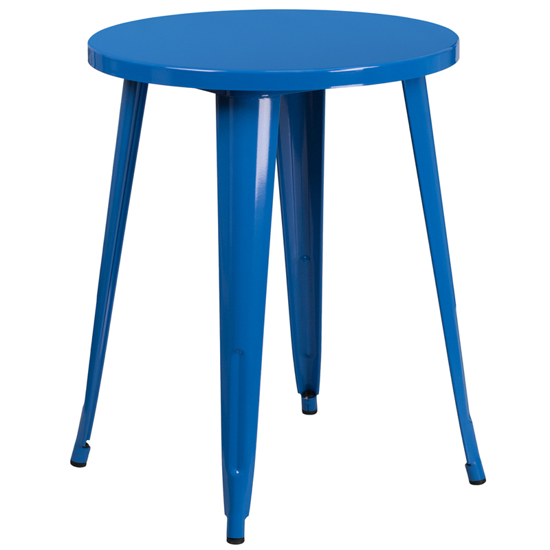 24 Round Blue Metal Indoor-Outdoor Table CH-51080-29-BL-GG