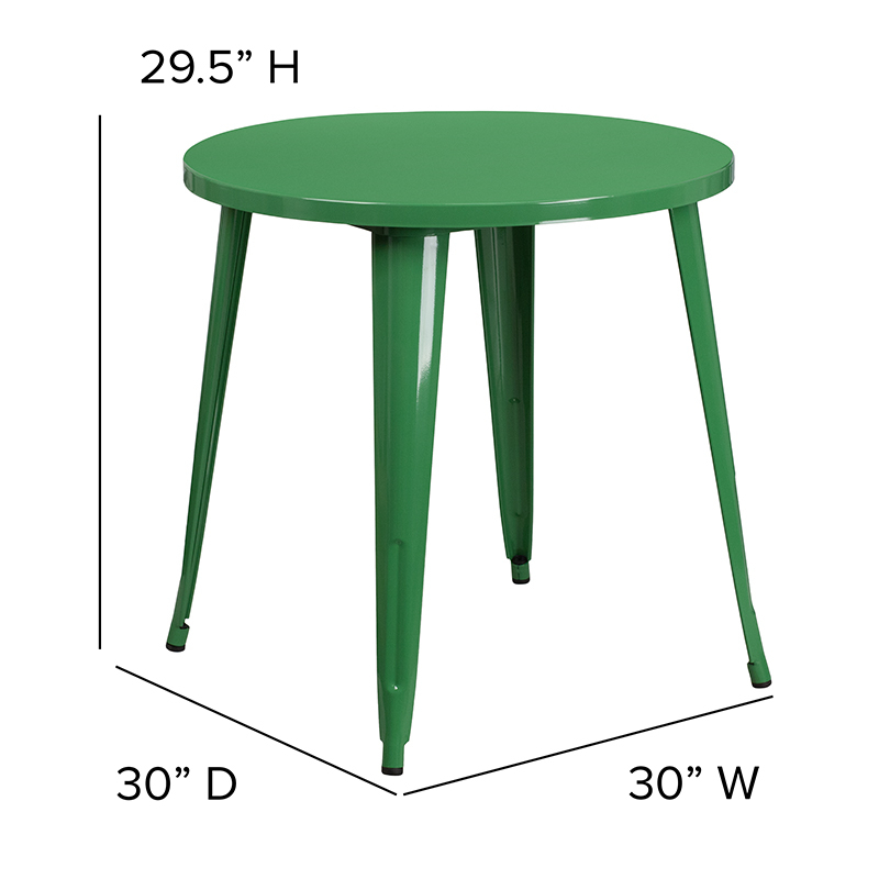 30 Round Green Metal Indoor-Outdoor Table CH-51090-29-GN-GG