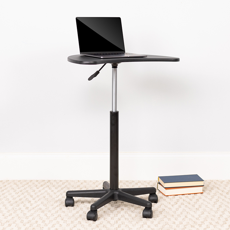 Black Sit To Stand Mobile Laptop Computer Desk NAN-JN-2792-GG