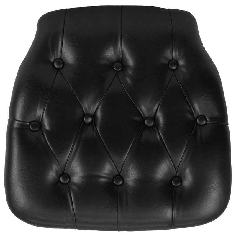 Hard Black Tufted Vinyl Chiavari Chair Cushion SZ-TUFT-BLACK-GG