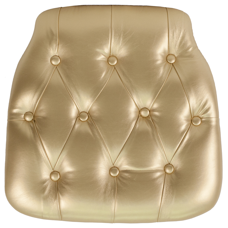 Hard Gold Tufted Vinyl Chiavari Chair Cushion SZ-TUFT-GOLD-GG