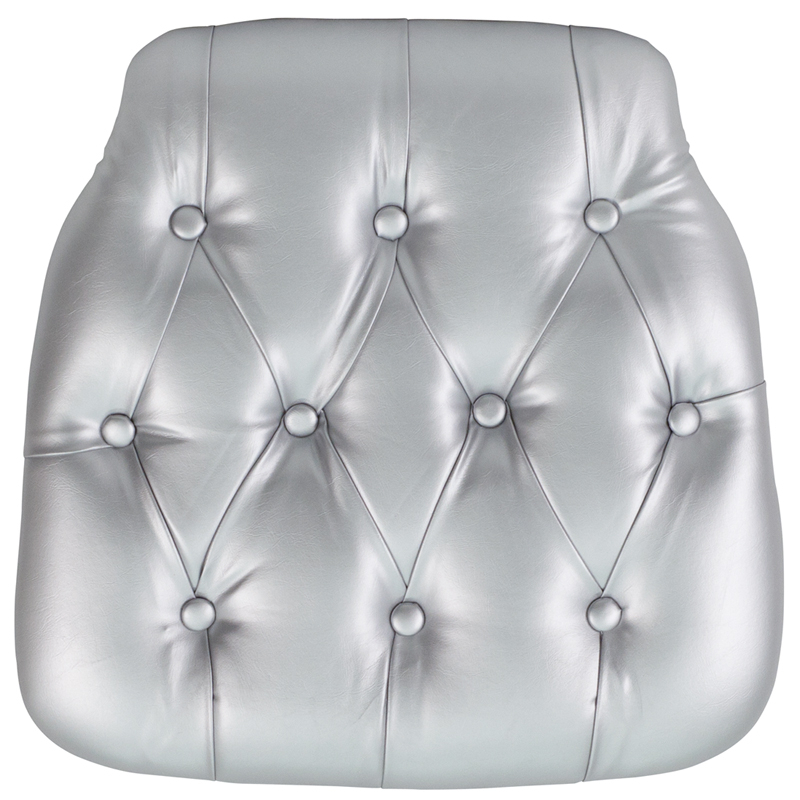 Hard Silver Tufted Vinyl Chiavari Chair Cushion SZ-TUFT-SIL-GG