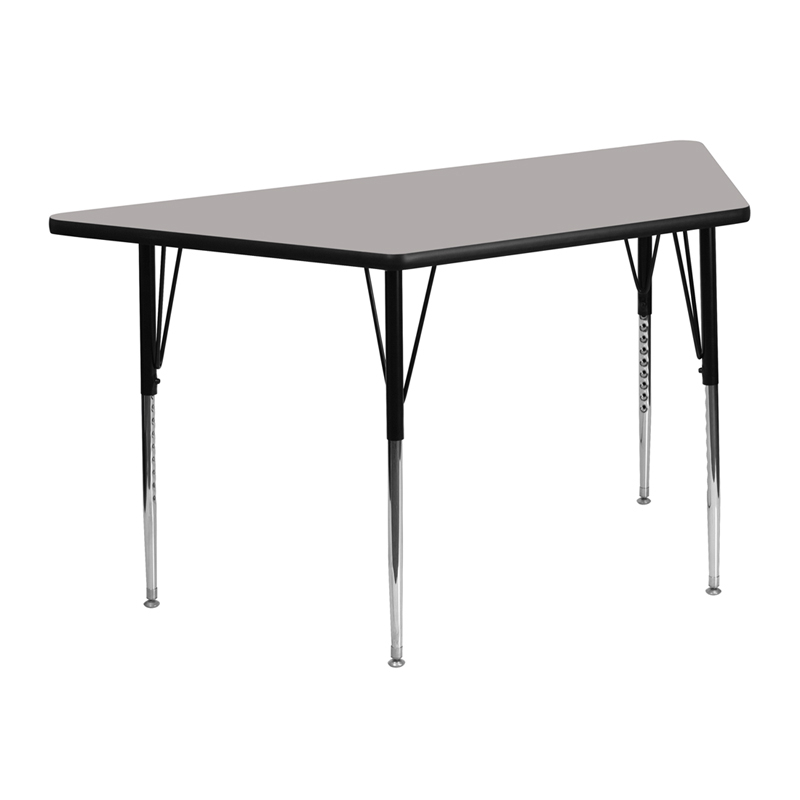25W X 45L Trapezoid Grey HP Laminate Activity Table - Standard Height Adjustable Legs XU-A2448-TRAP-GY-H-A-GG