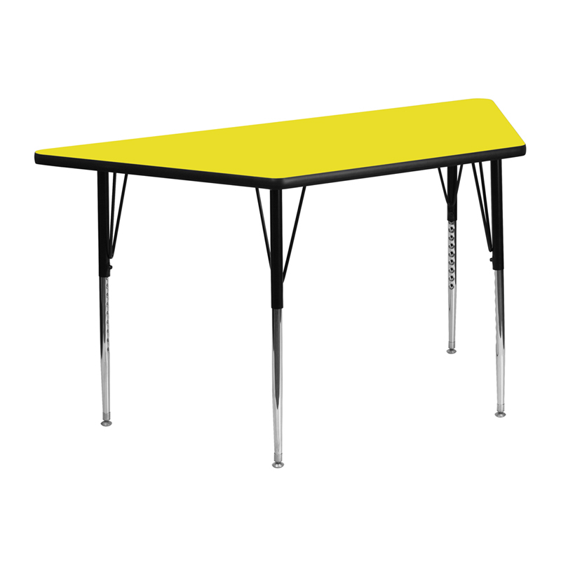 25W X 45L Trapezoid Yellow HP Laminate Activity Table - Standard Height Adjustable Legs XU-A2448-TRAP-YEL-H-A-GG