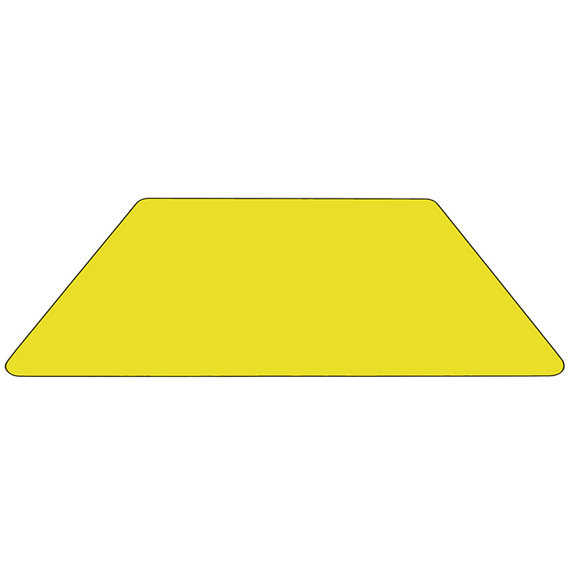 Mobile 25W X 45L Trapezoid Yellow HP Laminate Activity Table - Height Adjustable Short Legs XU-A2448-TRAP-YEL-H-P-CAS-GG
