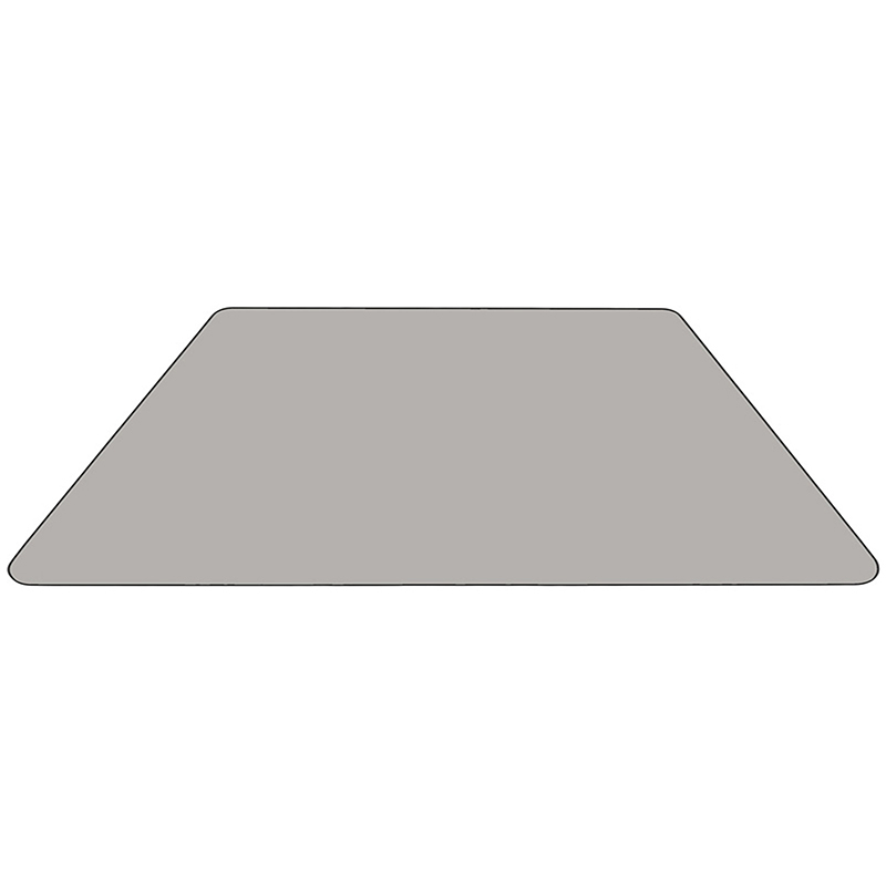 29.5W X 57.25L Trapezoid Grey HP Laminate Activity Table - Standard Height Adjustable Legs XU-A3060-TRAP-GY-H-A-GG