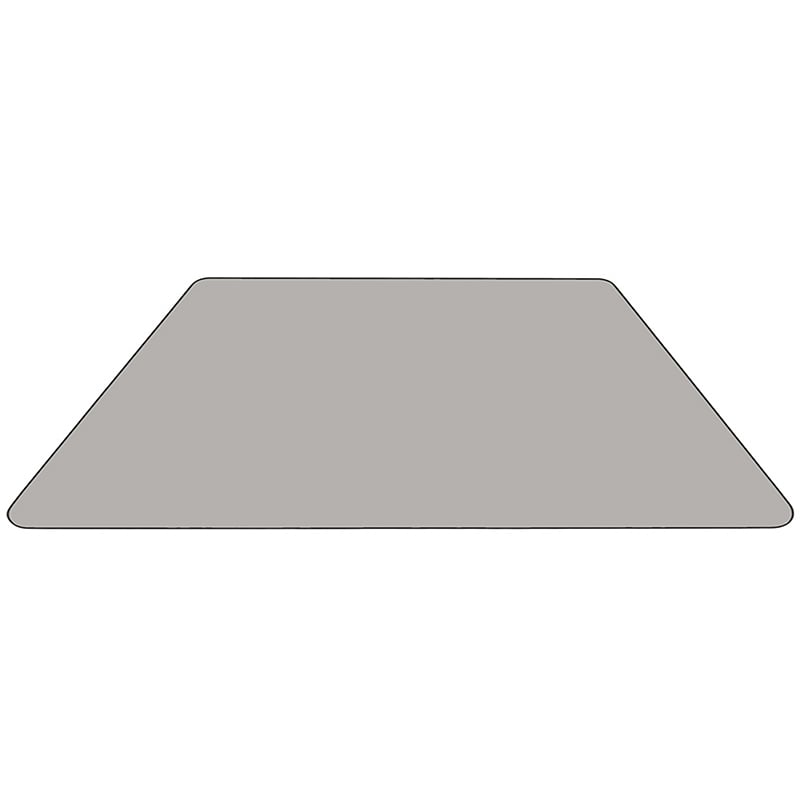 29.5W X 57.25L Trapezoid Grey Thermal Laminate Activity Table - Standard Height Adjustable Legs XU-A3060-TRAP-GY-T-A-GG