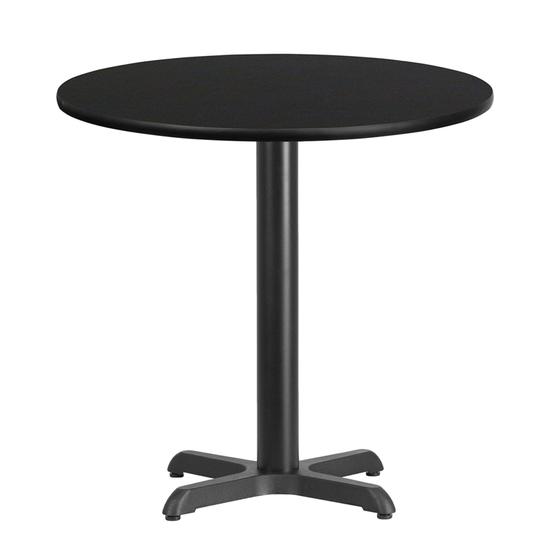 30 Round Black Laminate Table Top With 22 X 22 Table Height Base XU-RD-30-BLKTB-T2222-GG