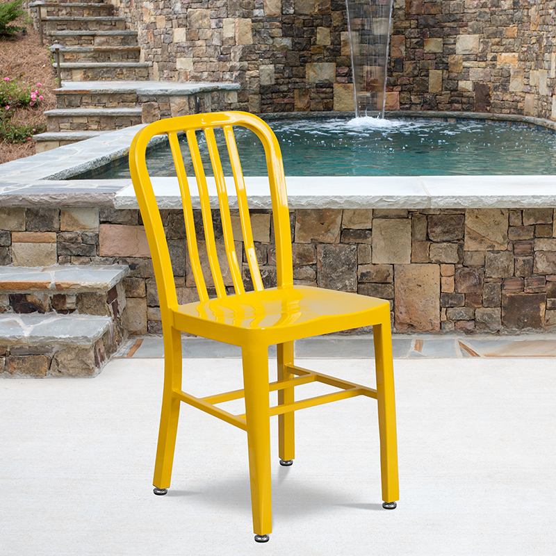 Commercial Grade Yellow Metal Indoor-Outdoor Chair CH-61200-18-YL-GG