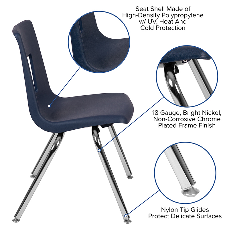 Advantage Navy Student Stack School Chair - 16-inch ADV-SSC-16NAVY