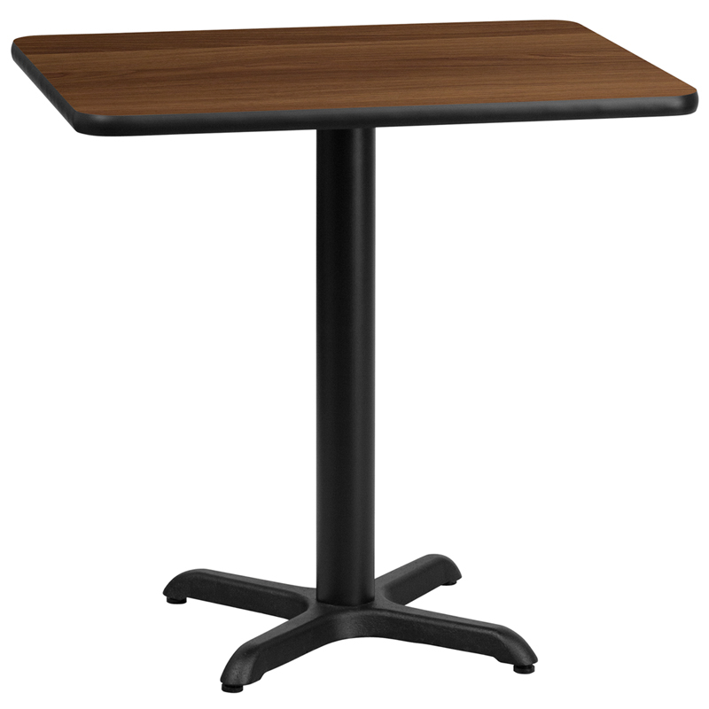 24 X 30 Rectangular Walnut Laminate Table Top With 22 X 22 Table Height Base XU-WALTB-2430-T2222-GG