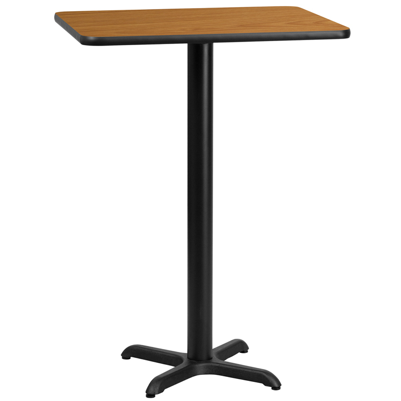 24 X 30 Rectangular Natural Laminate Table Top With 22 X 22 Bar Height Table Base XU-NATTB-2430-T2222B-GG