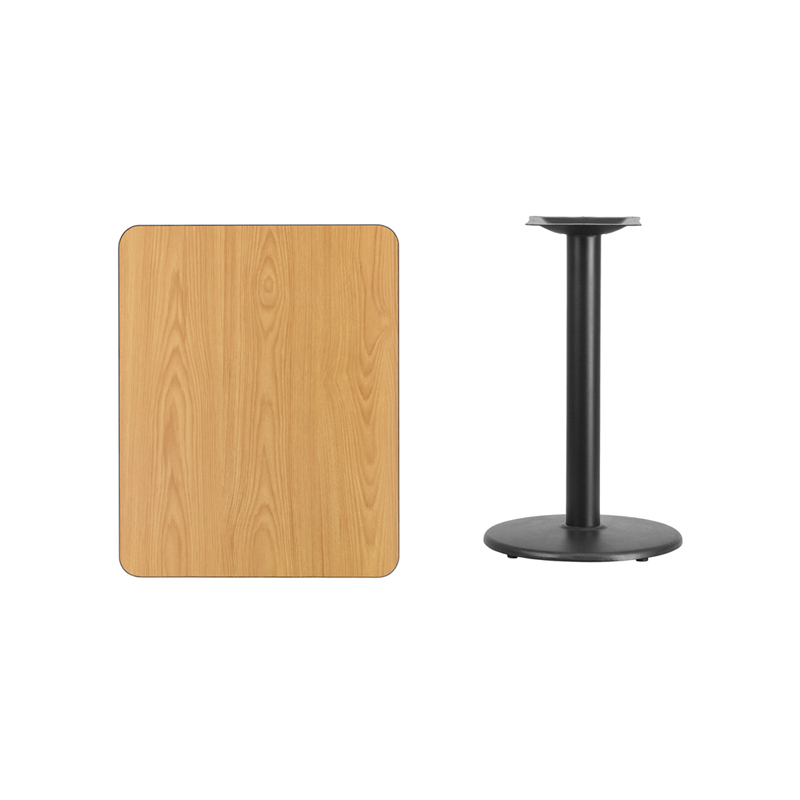 24 X 30 Rectangular Natural Laminate Table Top With 18 Round Table Height Base XU-NATTB-2430-TR18-GG