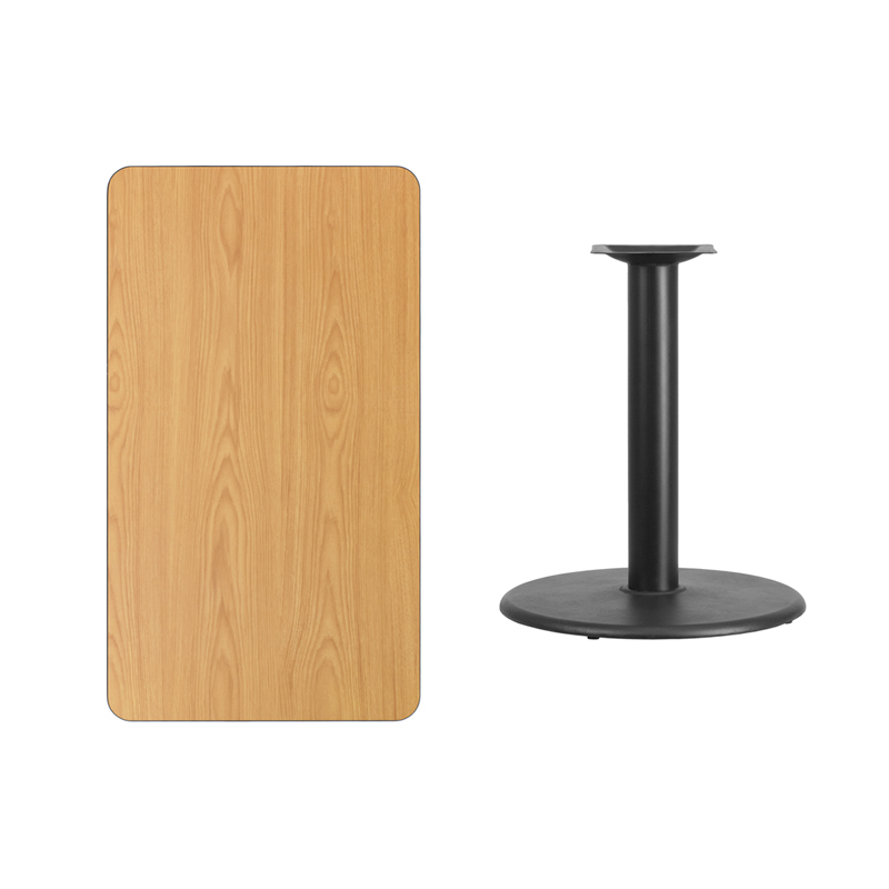24 X 42 Rectangular Natural Laminate Table Top With 24 Round Table Height Base XU-NATTB-2442-TR24-GG
