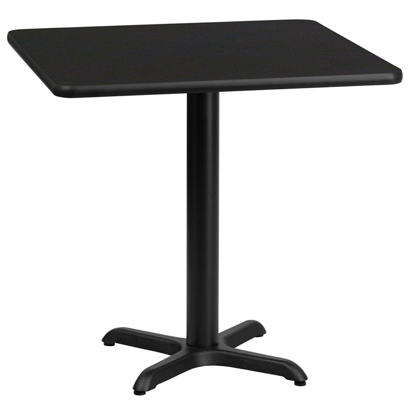 30 Square Black Laminate Table Top With 22 X 22 Table Height Base XU-BLKTB-3030-T2222-GG