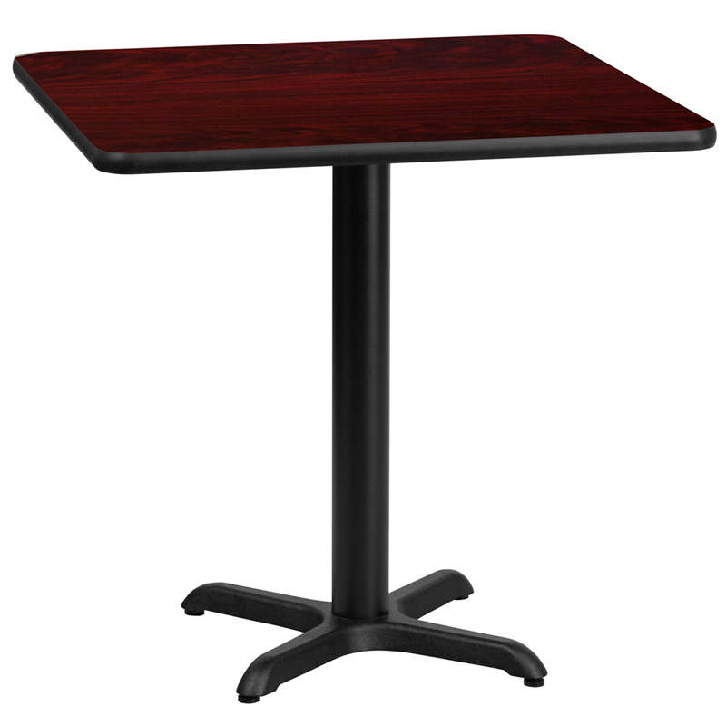 30 Square Mahogany Laminate Table Top With 22 X 22 Table Height Base XU-MAHTB-3030-T2222-GG