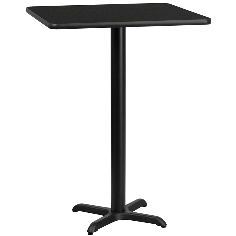 30 Square Black Laminate Table Top With 22 X 22 Bar Height Table Base XU-BLKTB-3030-T2222B-GG