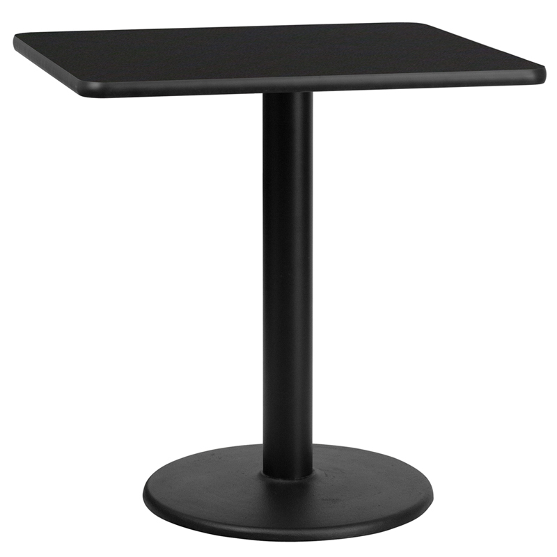 30 Square Black Laminate Table Top With 18 Round Table Height Base XU-BLKTB-3030-TR18-GG