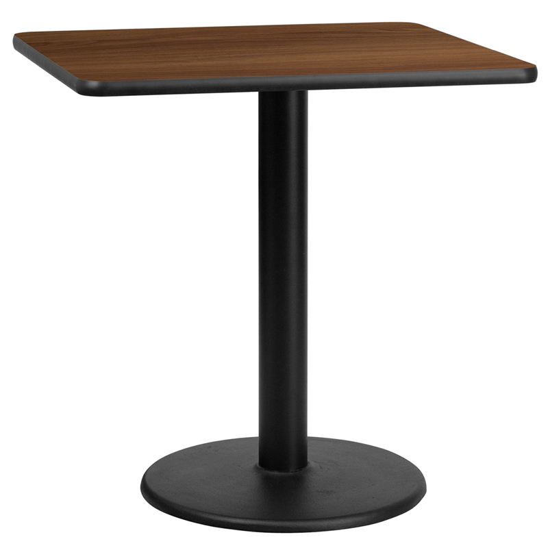 30 Square Walnut Laminate Table Top With 18 Round Table Height Base XU-WALTB-3030-TR18-GG
