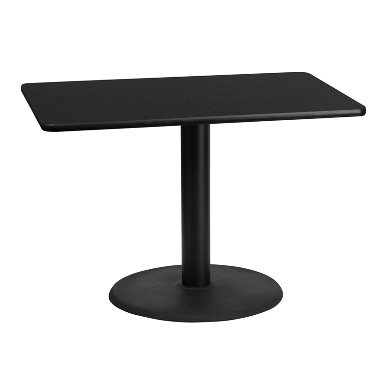 30 X 42 Rectangular Black Laminate Table Top With 24 Round Table Height Base XU-BLKTB-3042-TR24-GG