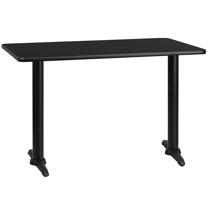30 X 48 Rectangular Black Laminate Table Top With 5 X 22 Table Height Bases XU-BLKTB-3048-T0522-GG