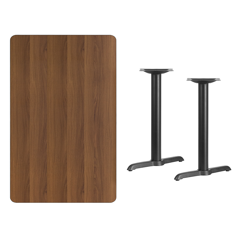 30 X 48 Rectangular Walnut Laminate Table Top With 5 X 22 Table Height Bases XU-WALTB-3048-T0522-GG