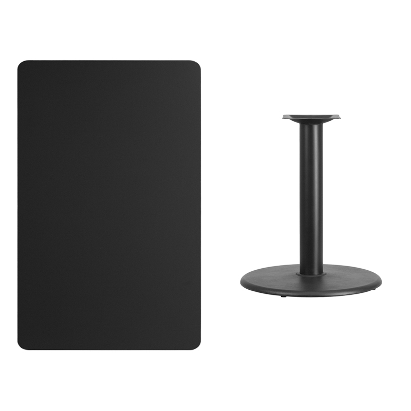 30 X 48 Rectangular Black Laminate Table Top With 24 Round Table Height Base XU-BLKTB-3048-TR24-GG
