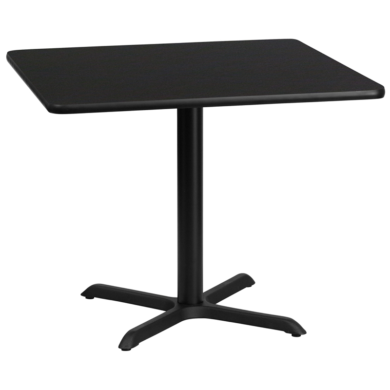 36 Square Black Laminate Table Top With 30 X 30 Table Height Base XU-BLKTB-3636-T3030-GG