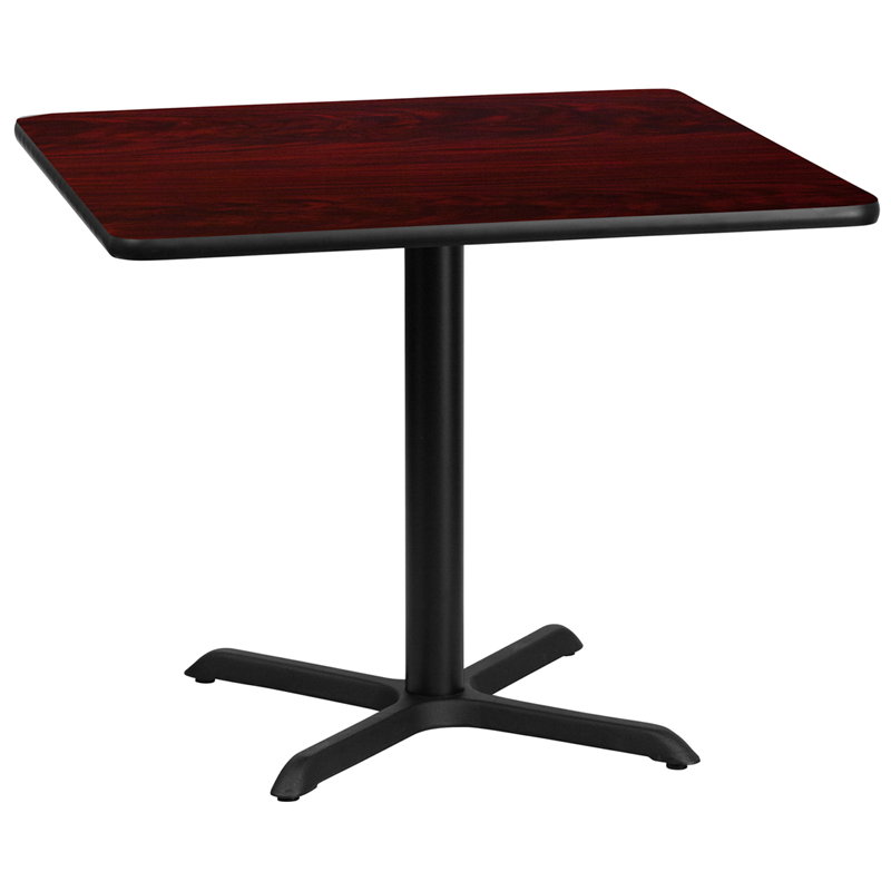 36 Square Mahogany Laminate Table Top With 30 X 30 Table Height Base XU-MAHTB-3636-T3030-GG