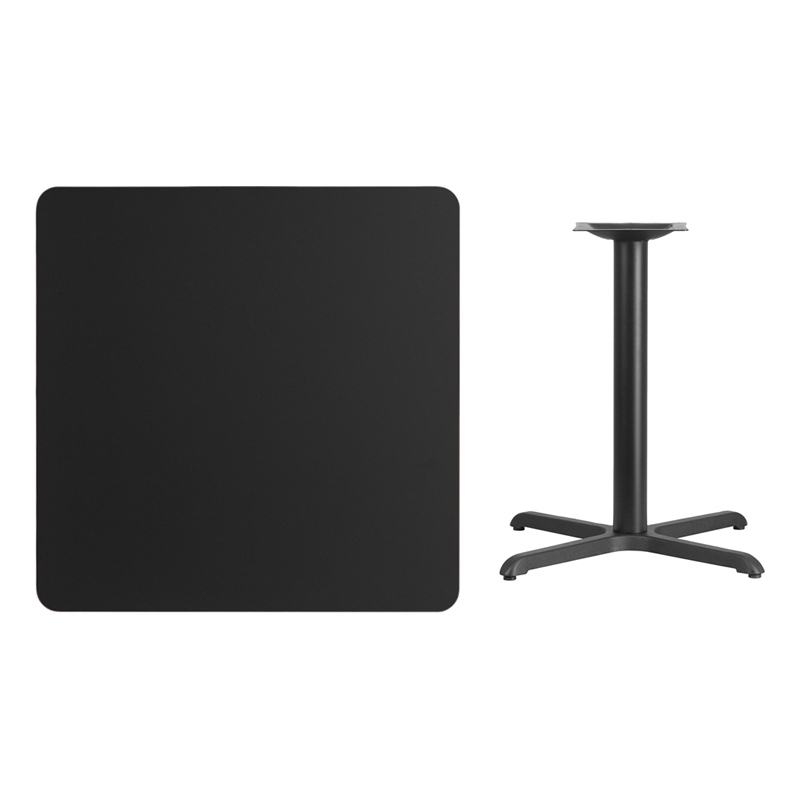 36 Square Black Laminate Table Top With 30 X 30 Table Height Base XU-BLKTB-3636-T3030-GG