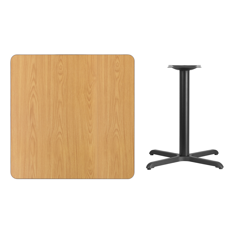 36 Square Natural Laminate Table Top With 30 X 30 Table Height Base XU-NATTB-3636-T3030-GG