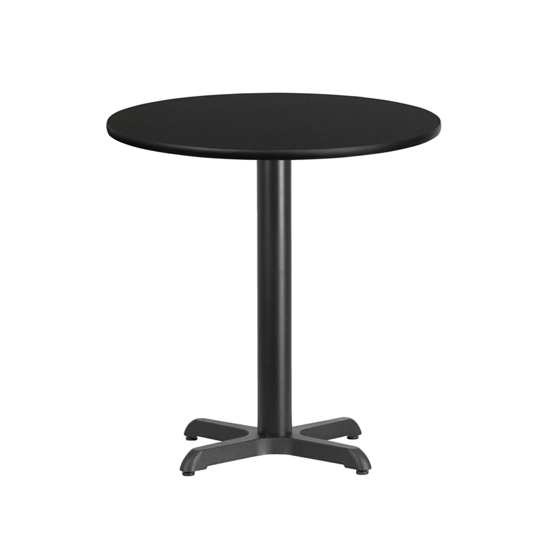 24 Round Black Laminate Table Top With 22 X 22 Table Height Base XU-RD-24-BLKTB-T2222-GG