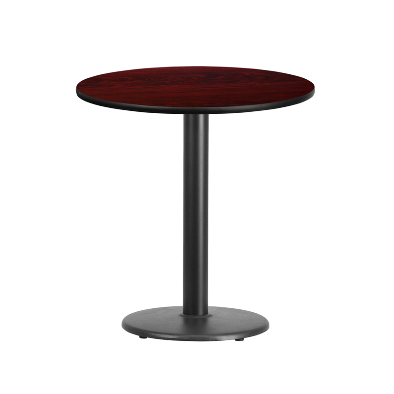 24 Round Mahogany Laminate Table Top With 18 Round Table Height Base XU-RD-24-MAHTB-TR18-GG