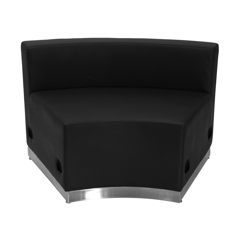 HERCULES Alon Series Black LeatherSoft Concave Chair With Brushed Stainless Steel Base ZB-803-INSEAT-BK-GG