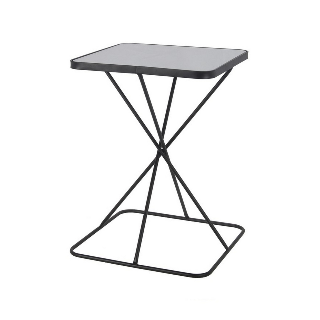 Accent Table With Intersected Metal Legs, Black- Saltoro Sherpi