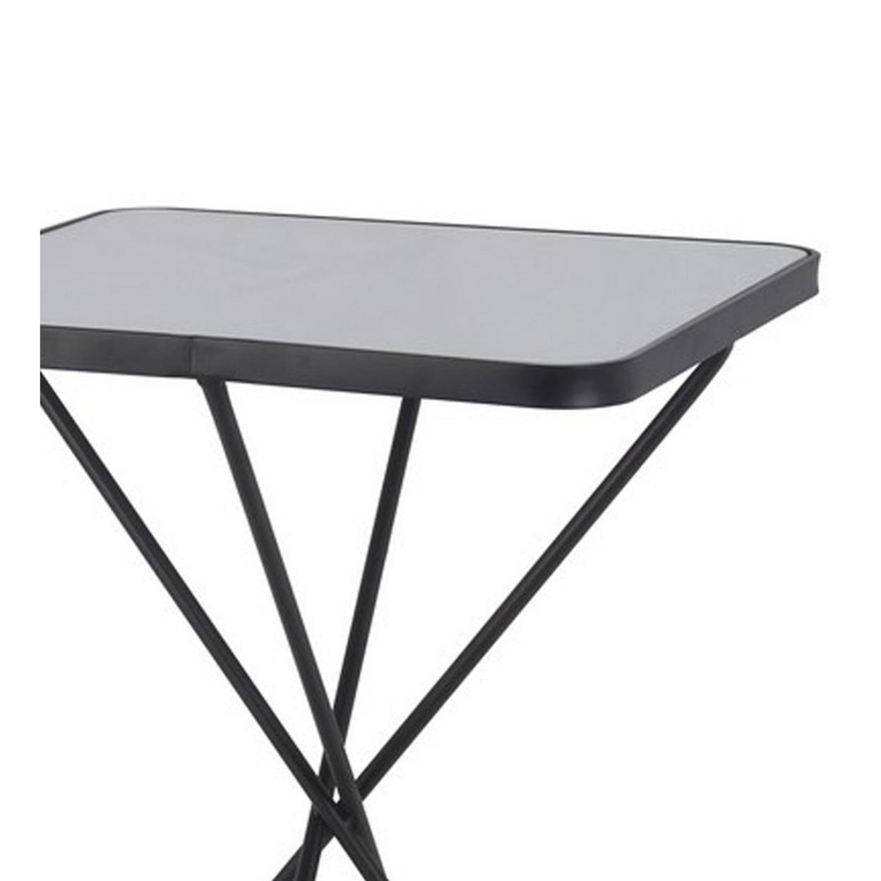 Accent Table With Intersected Metal Legs, Black- Saltoro Sherpi